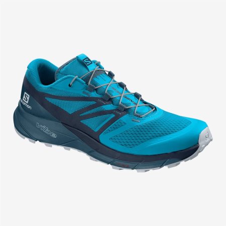 Salomon SENSE RIDE 2 Mens Running Shoes Blue UK WVFJ